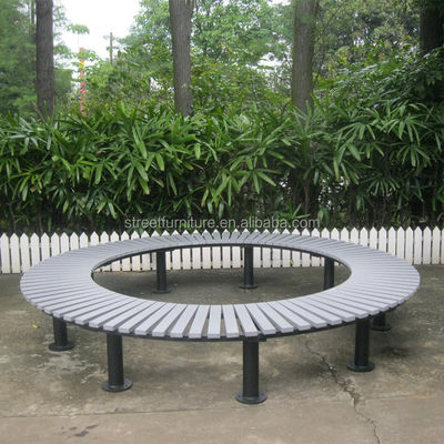OEM Garden Tree Bench , Metal Bench Around Tree With Recycled Plastic Material