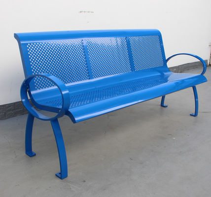 Commercial Park Outdoor Metal Benches With Powder Coated Perforated