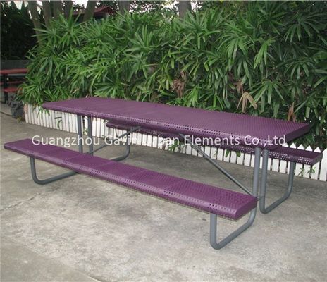 Rectangular Steel Outdoor Picnic Table Set With Surface Mount Type