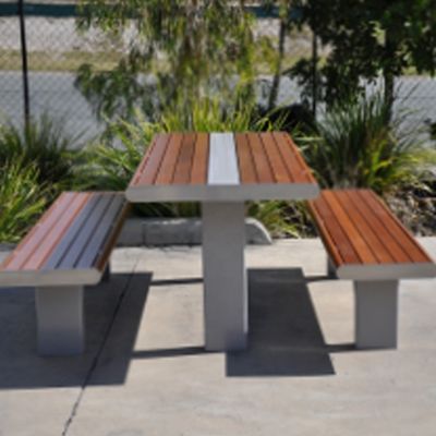Customized Wood Dining Table Bench Set For Garden Courtyard Restaurant