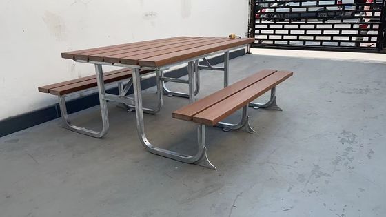 Rectangular Outdoor Table Benches With Hot Dip Galvanized Powder Coated