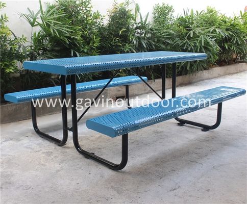 Waterproof Metal Picnic Table With Benches Anti Rust Durable Weather Resistant
