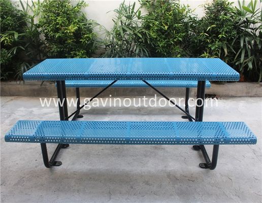 Waterproof Metal Picnic Table With Benches Anti Rust Durable Weather Resistant