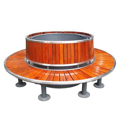 Circular Curved Wood Round Tree Benches With Sandblasting Zinc Spraying Finish
