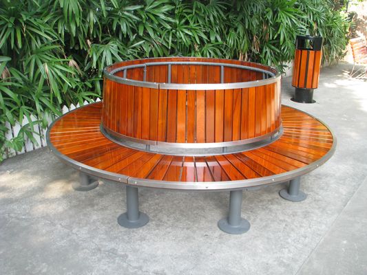 Circular Curved Wood Round Tree Benches With Sandblasting Zinc Spraying Finish