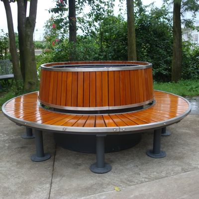 Circular Curved Wood Round Tree Benches With Sandblasting Zinc Spraying Finish