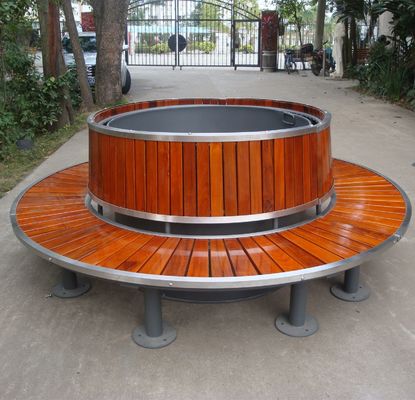 Circular Curved Wood Round Tree Benches With Sandblasting Zinc Spraying Finish
