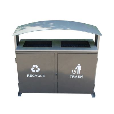 120 Liter Metal Outdoor Recycling Bins Rectangular Shape For Restaurants