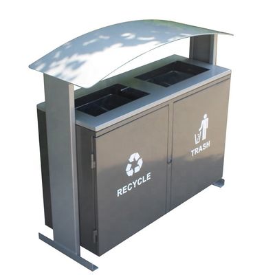 120 Liter Metal Outdoor Recycling Bins Rectangular Shape For Restaurants