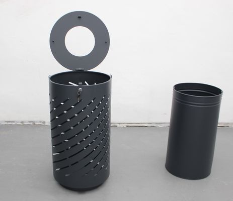 Laser Cut Outdoor Stainless Steel Ashtray Bin With 73L Galvanized Steel Liner