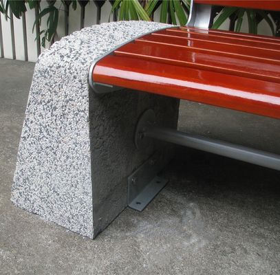ODM Modern Stone And Wood Outdoor Benches With Backrest Flanged Surface Mounted