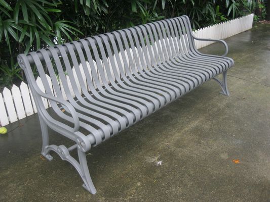 Polyester Powder Coated Wrought Iron Garden Bench Seat For School Campus