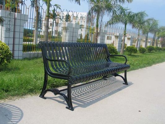Polyester Powder Coated Wrought Iron Garden Bench Seat For School Campus