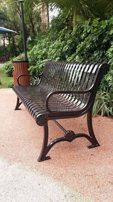 Polyester Powder Coated Wrought Iron Garden Bench Seat For School Campus