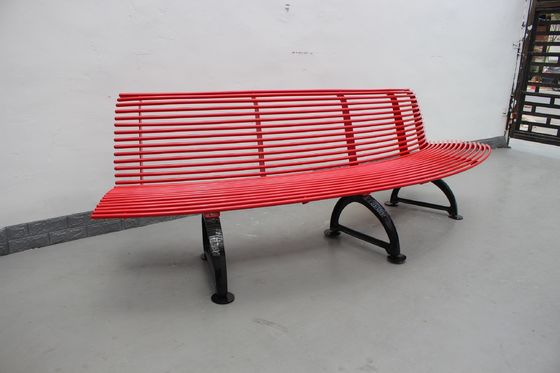 Curved Patio Tree Outdoor Metal Benches With Cast Iron Ends OEM