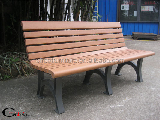 Eco Friendly Outdoor Wooden Bench , Rustic Garden Benches With Sandblast Zinc Spraying