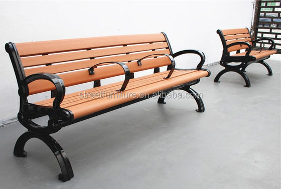 3 Seater Outdoor Recycled Plastic Benches With Cast Aluminum Legs 1800mm Length