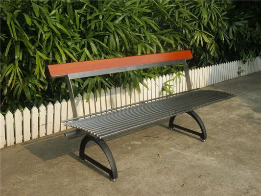 Modern Outdoor Stainless Steel Garden Bench With Cast Iron Legs