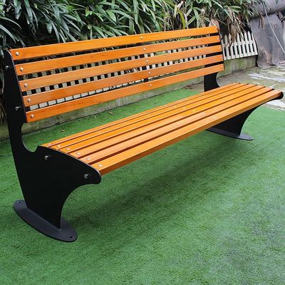 Outdoor Metal Frame Wooden Garden Bench With Sandblasting Zinc Spraying