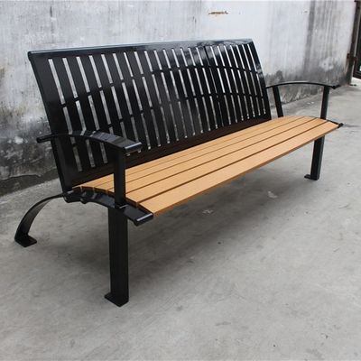 Glossy Matte Finish Outdoor Recycled Plastic Benches With Powder Coated Steel Frame