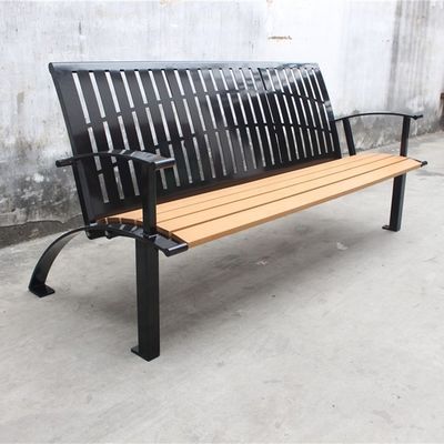 Glossy Matte Finish Outdoor Recycled Plastic Benches With Powder Coated Steel Frame