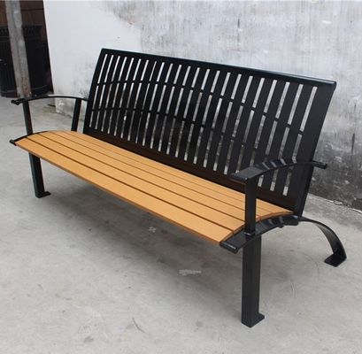 Glossy Matte Finish Outdoor Recycled Plastic Benches With Powder Coated Steel Frame