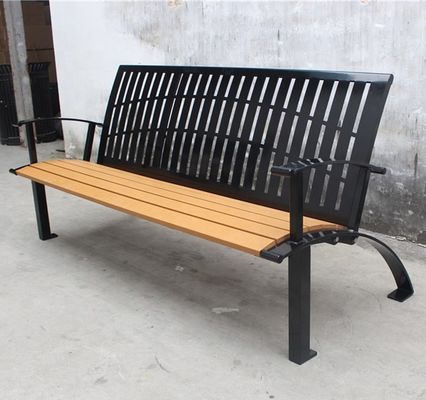 Glossy Matte Finish Outdoor Recycled Plastic Benches With Powder Coated Steel Frame
