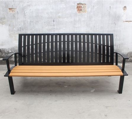 Glossy Matte Finish Outdoor Recycled Plastic Benches With Powder Coated Steel Frame