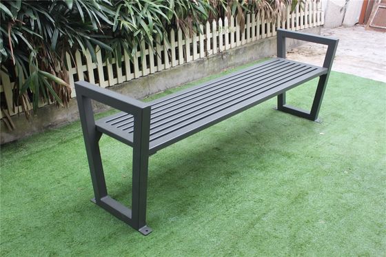 Waterproof Metal Park Benches , Anti Rust Mild Steel Bench With Armrests