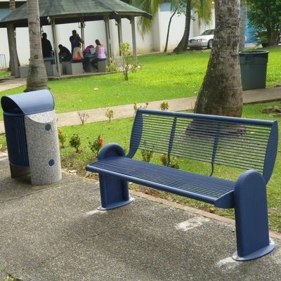 Powder Coated Blue Metal Garden Bench For Outdoor Street Playground Leisure