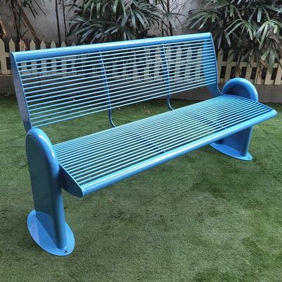 Powder Coated Blue Metal Garden Bench For Outdoor Street Playground Leisure