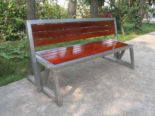 Durable Weather Resistant Outdoor Wooden Bench With Stainless Steel Frames