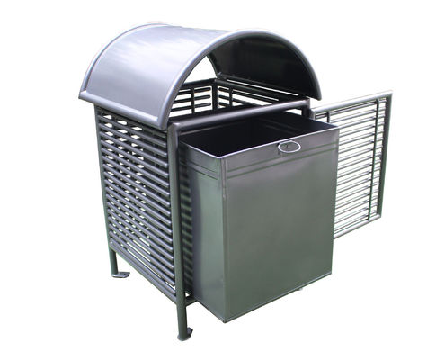 Customized Outdoor Trash Cans , Steel Trash Bin For Park Street