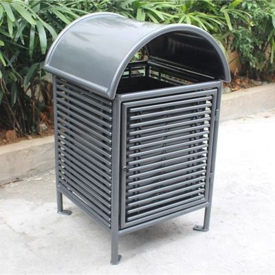 Customized Outdoor Trash Cans , Steel Trash Bin For Park Street