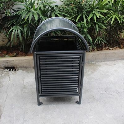Customized Outdoor Trash Cans , Steel Trash Bin For Park Street