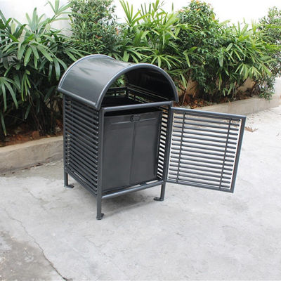 Customized Outdoor Trash Cans , Steel Trash Bin For Park Street