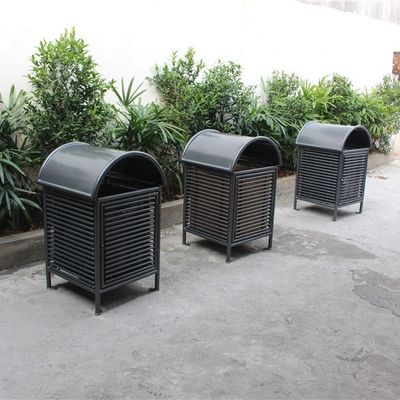 Customized Outdoor Trash Cans , Steel Trash Bin For Park Street