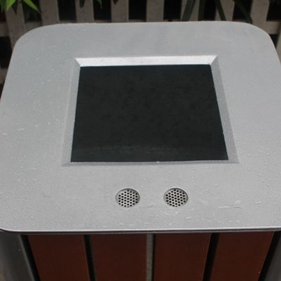 Steel And Recycled Plastic Outdoor Trash Cans Rectangular Outside Waste Bin With Ashtray