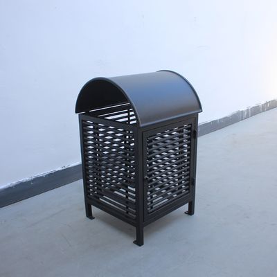 Sustainable Wrought Iron Garbage Bins , Surface Mounted Outdoor Trash Bin