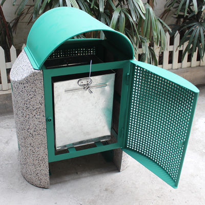 Rectangular Outdoor Trash Cans , Stone Garbage Can With Concrete Legs