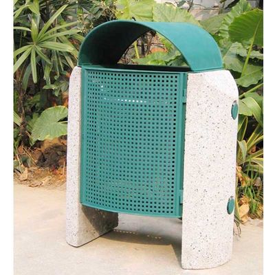 Rectangular Outdoor Trash Cans , Stone Garbage Can With Concrete Legs