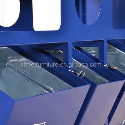3 In 1 Outdoor Recycling Bins , Surface Mounted Rectangular Metal Trash Can