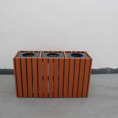 Commercial Wooden Outdoor Recycling Bins 1200mm× 400mm×700mm Size