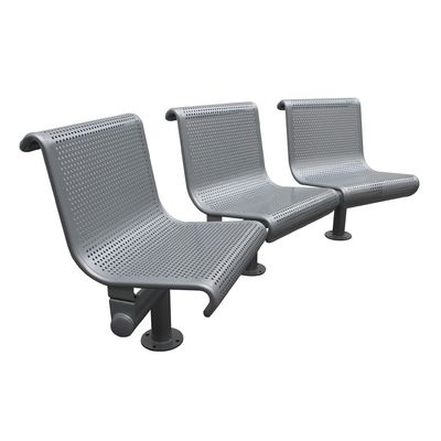 Silver Color Steel 3 Seater Metal Bench , Park Metal Curved Garden Bench With Backrest