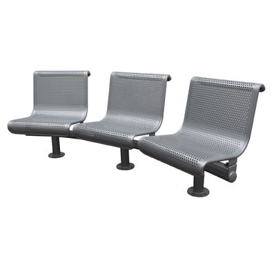 Silver Color Steel 3 Seater Metal Bench , Park Metal Curved Garden Bench With Backrest