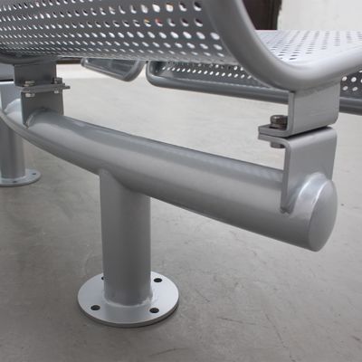 Silver Color Steel 3 Seater Metal Bench , Park Metal Curved Garden Bench With Backrest
