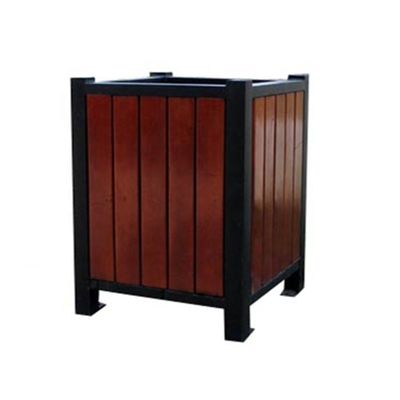 Unique Square Garden Wood Planter With Metal Frame Weather Resistant