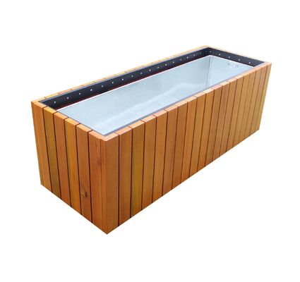 Floor Boughpot Type Large Wooden Planters With Sandblasting Zinc Spraying Finish