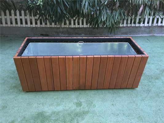 Floor Boughpot Type Large Wooden Planters With Sandblasting Zinc Spraying Finish