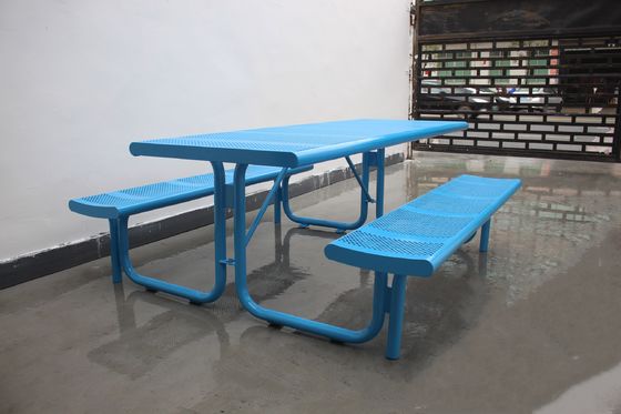 Commercial Perforated Metal Picnic Tables Waterproof For Parks Streets